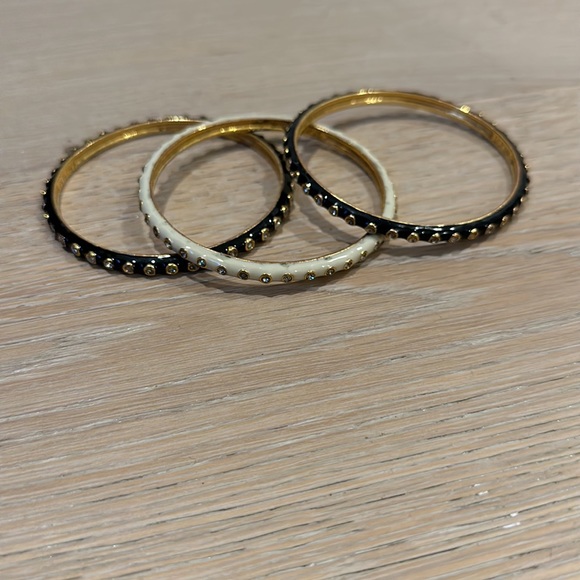 J. Crew black and white enamel bangles with rhinestone detail - Picture 2 of 2